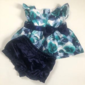 Baby Girl Gymboree Holiday Dress Navy Green 0-3mo